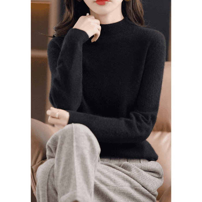 骨格ストレートハーフタートルセーター