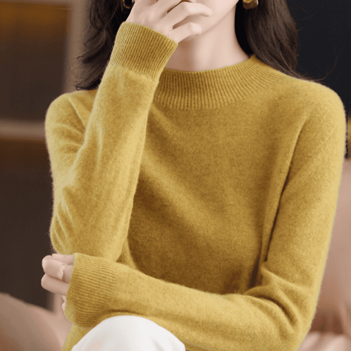 骨格ストレートハーフタートルセーター