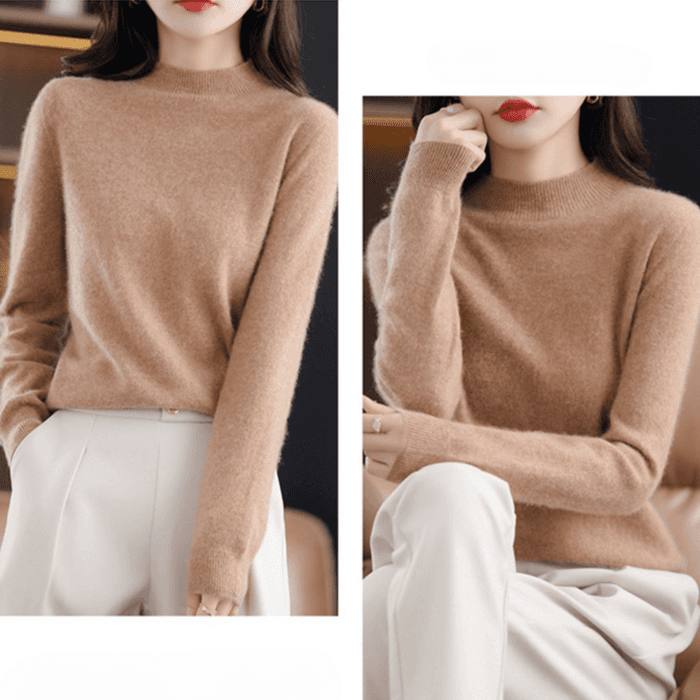 骨格ストレートハーフタートルセーター