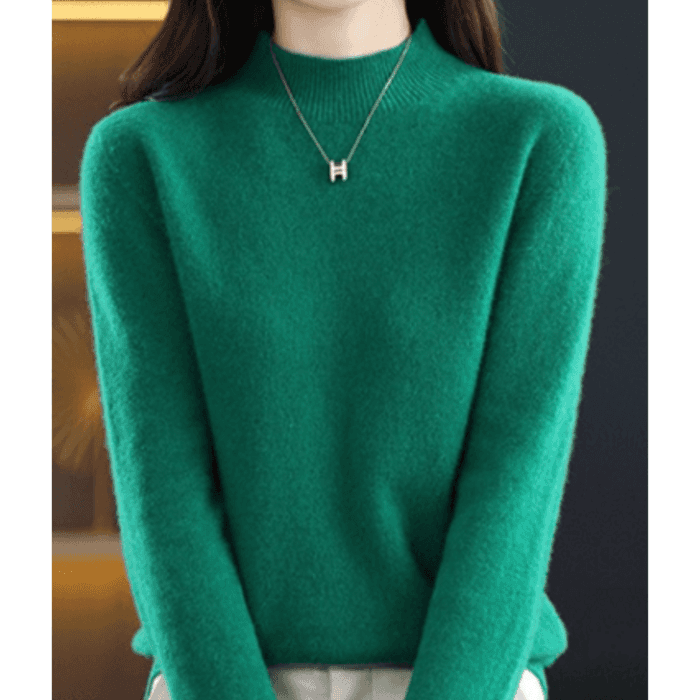 骨格ストレートハーフタートルセーター