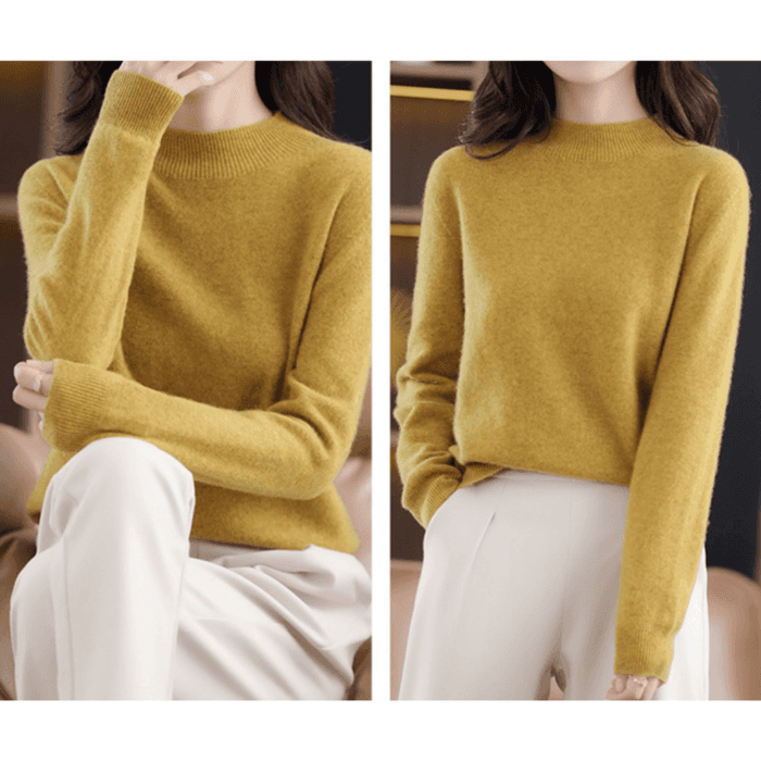 骨格ストレートハーフタートルセーター