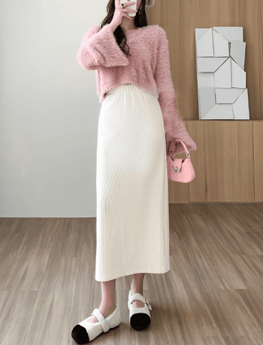 骨格ストレートバックスリットロングストレートスカート