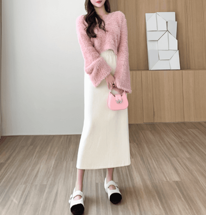 骨格ストレートバックスリットロングストレートスカート