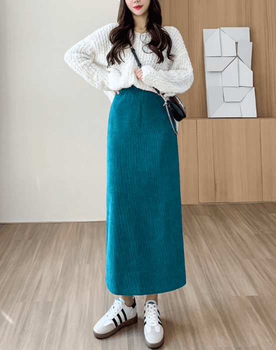 骨格ストレートバックスリットロングストレートスカート