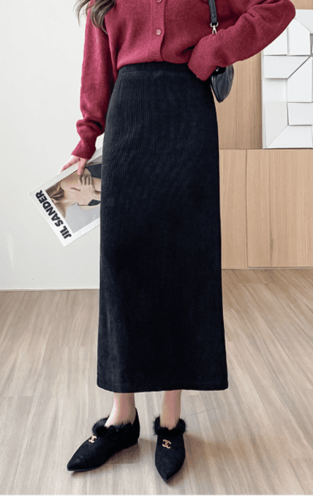 骨格ストレートバックスリットロングストレートスカート