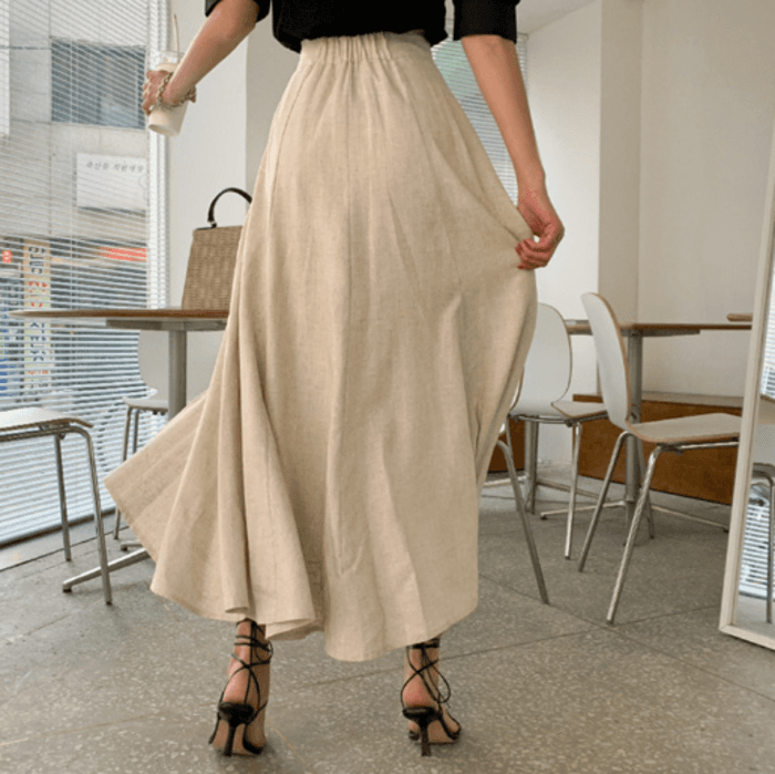 骨格ストレートロングフレアスリットスカート