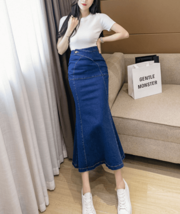 骨格ストレートデニムマーメイドスカート