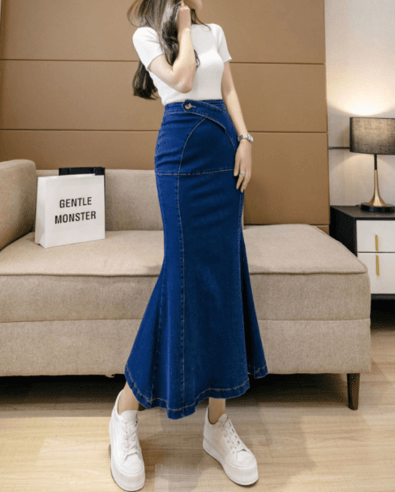 骨格ストレートデニムマーメイドスカート