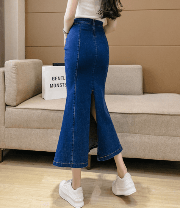 骨格ストレートデニムマーメイドスカート
