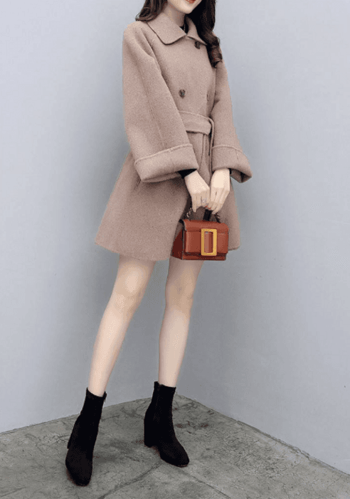 骨格ストレートスカート付きミドル丈コート