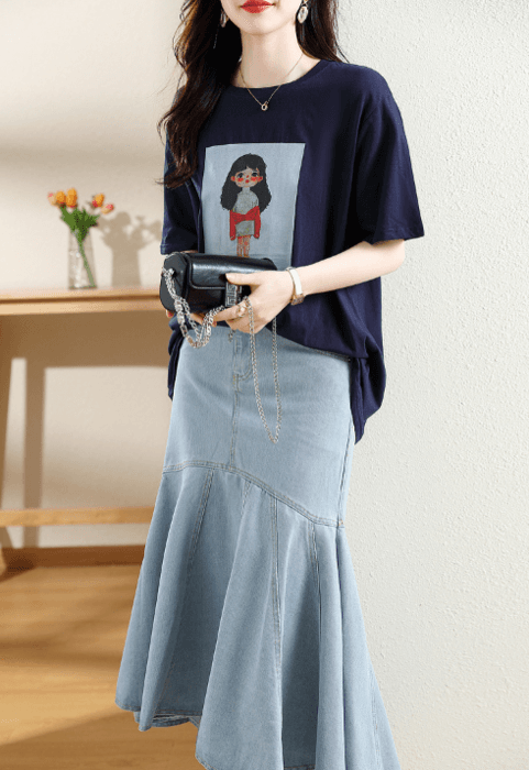 骨格ストレートイレギュラーマーメイドデニムスカート