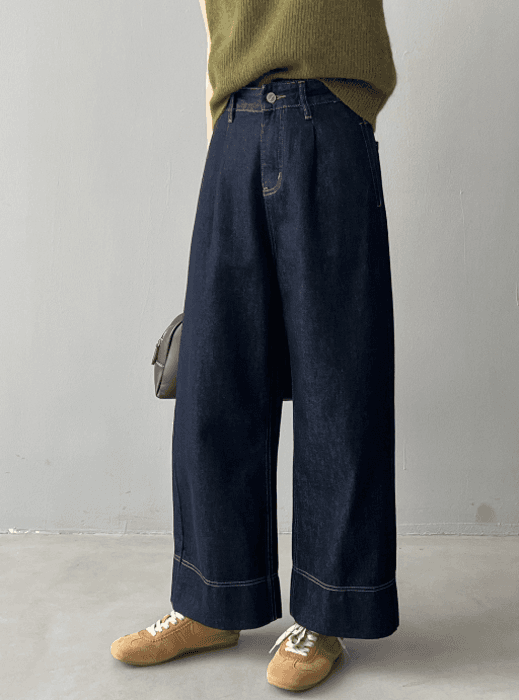 骨格ストレートIラインデニムパンツ
