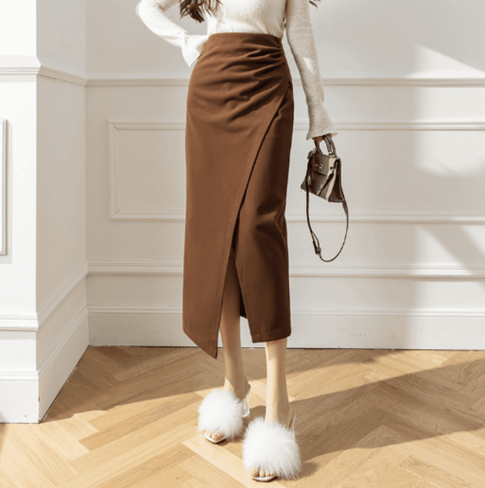 骨格ストレートラップ風ロングタイトスカート