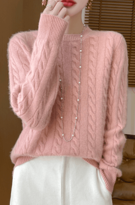 骨格ストレートケーブルニットトップス