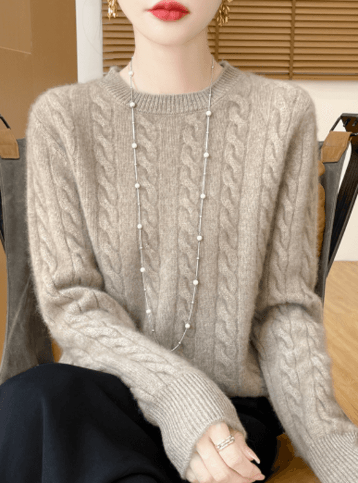 骨格ストレートケーブルニットトップス