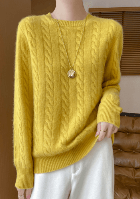 骨格ストレートケーブルニットトップス