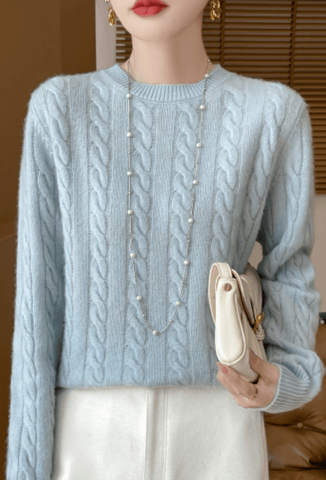 骨格ストレートケーブルニットトップス