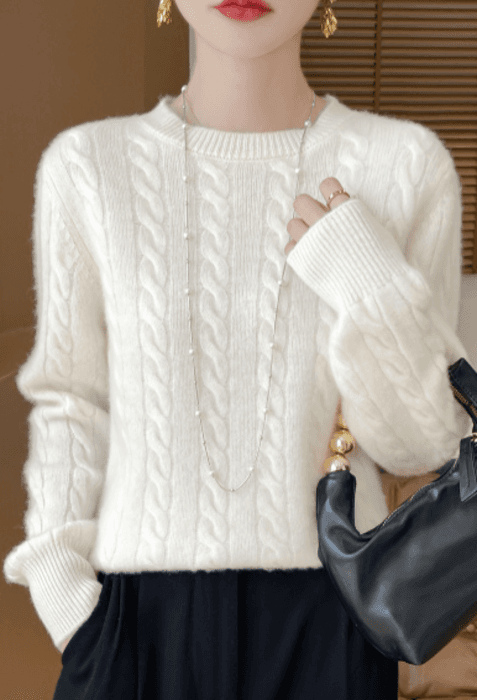 骨格ストレートケーブルニットトップス