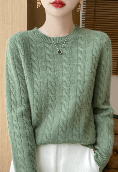 骨格ストレートケーブルニットトップス