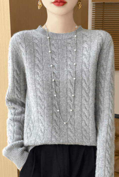 骨格ストレートケーブルニットトップス