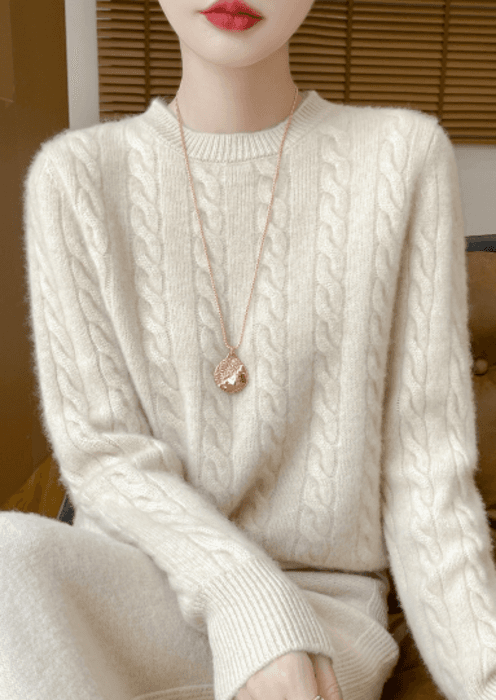 骨格ストレートケーブルニットトップス