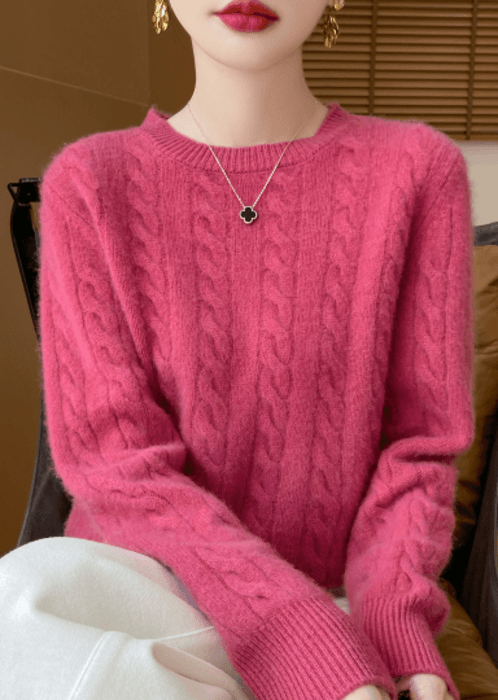 骨格ストレートケーブルニットトップス