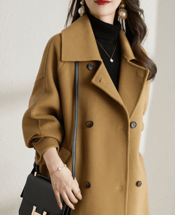 骨格ストレートダブルブレストロングコート