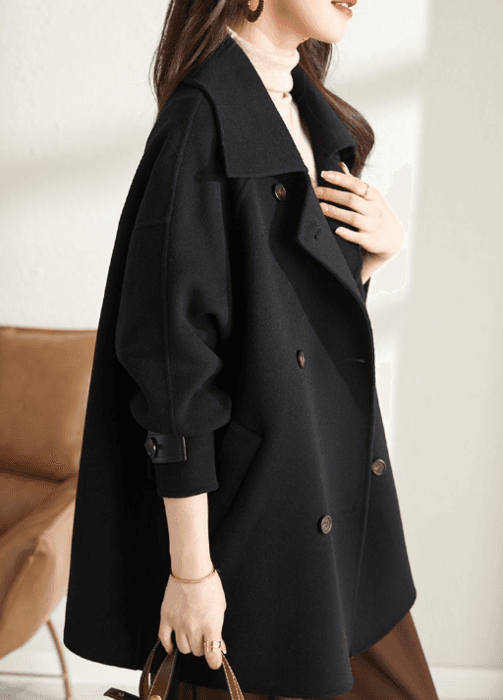 骨格ストレートダブルブレストロングコート