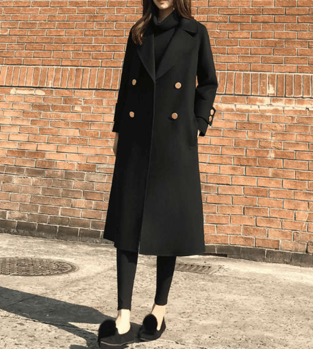 骨格ストレートダブルブレストロングアウター