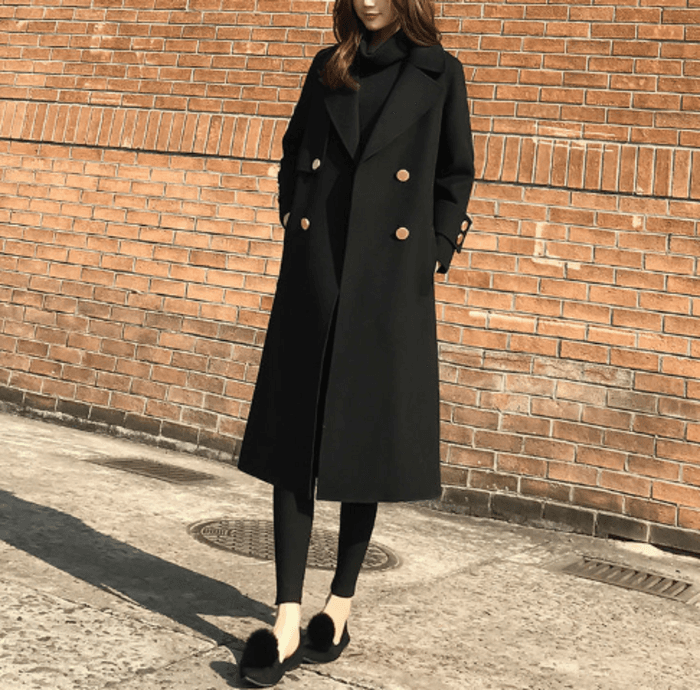 骨格ストレートダブルブレストロングアウター
