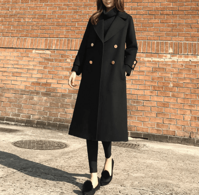 骨格ストレートダブルブレストロングアウター