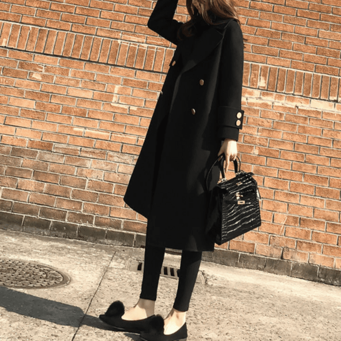 骨格ストレートダブルブレストロングアウター