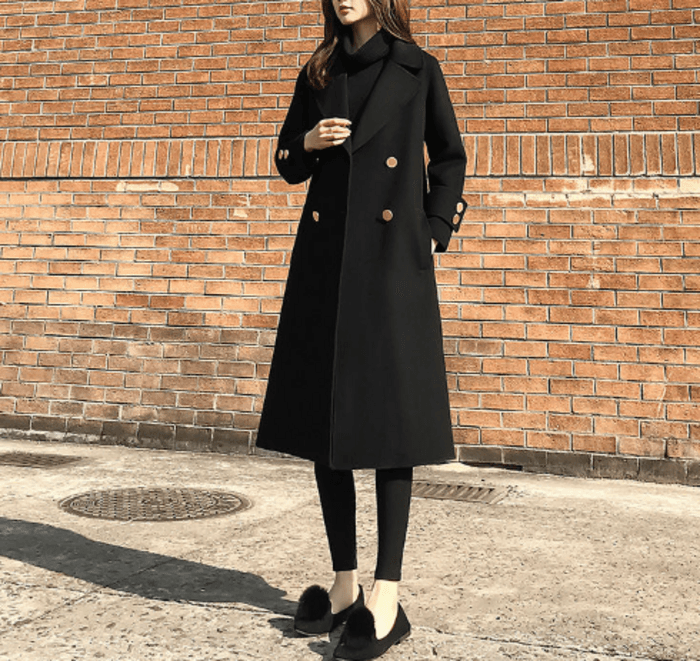 骨格ストレートダブルブレストロングアウター