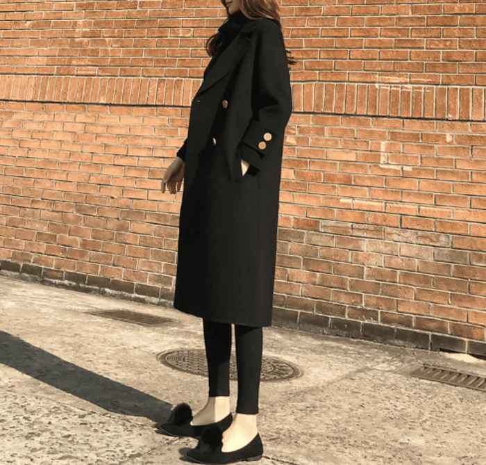 骨格ストレートダブルブレストロングアウター