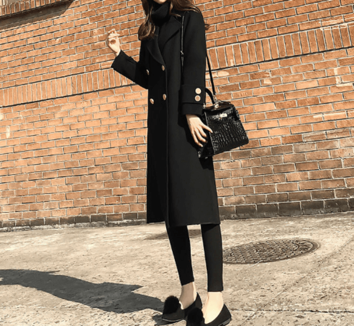 骨格ストレートダブルブレストロングアウター