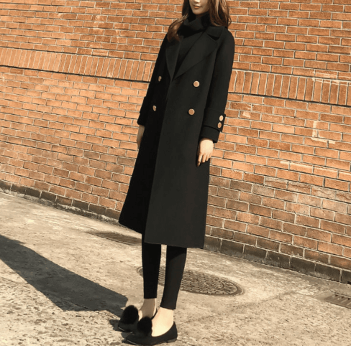 骨格ストレートダブルブレストロングアウター
