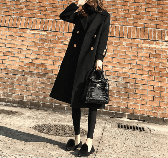 骨格ストレートダブルブレストロングアウター