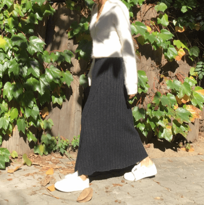 骨格ストレートラップ風ニットタイトスカート