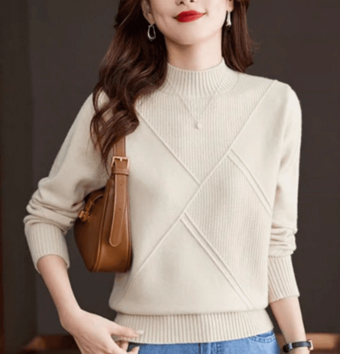 骨格ストレートラインデザインニットトップス