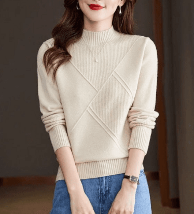 骨格ストレートラインデザインニットトップス