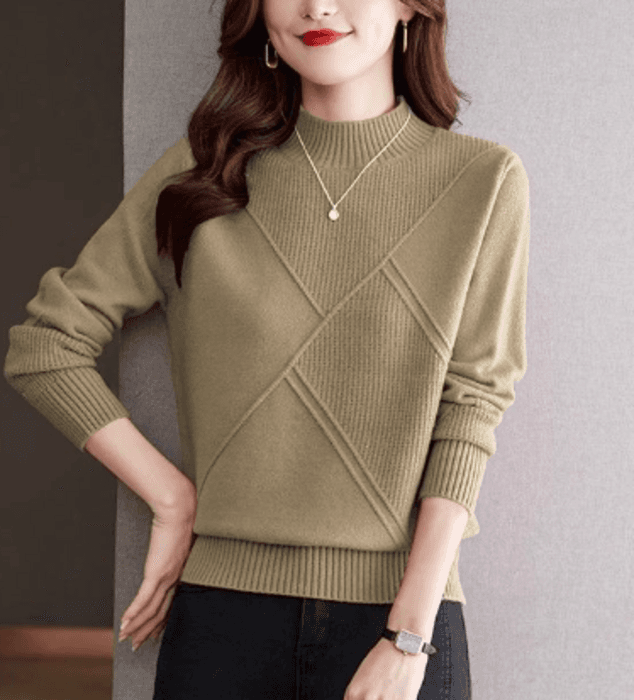 骨格ストレートラインデザインニットトップス