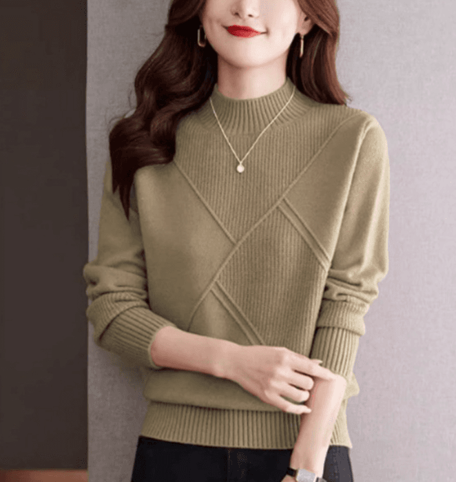 骨格ストレートラインデザインニットトップス