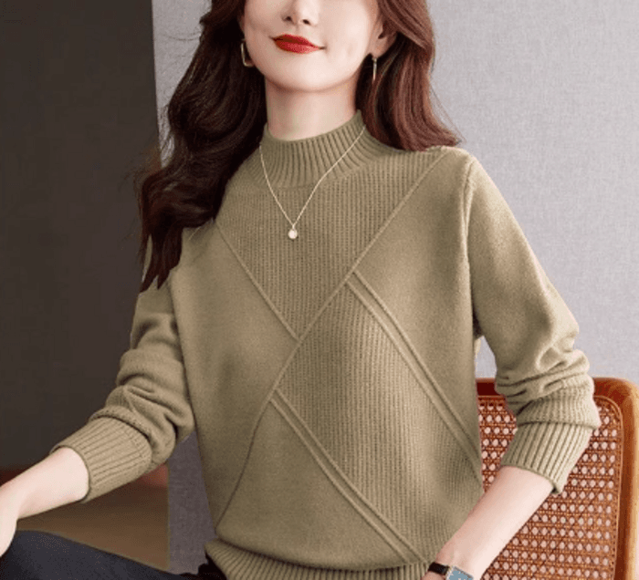 骨格ストレートラインデザインニットトップス