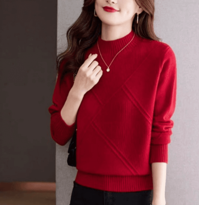 骨格ストレートラインデザインニットトップス