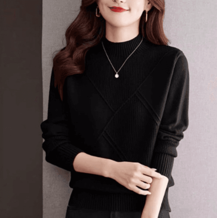 骨格ストレートラインデザインニットトップス