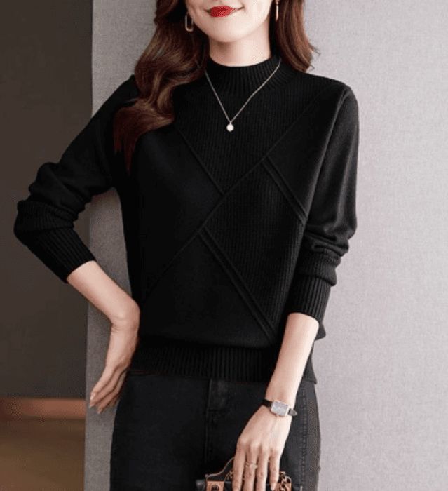 骨格ストレートラインデザインニットトップス