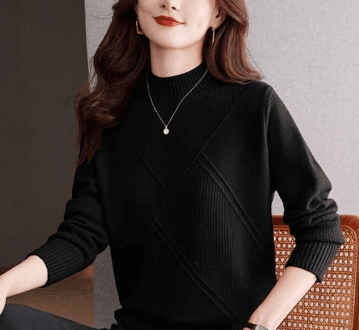 骨格ストレートラインデザインニットトップス