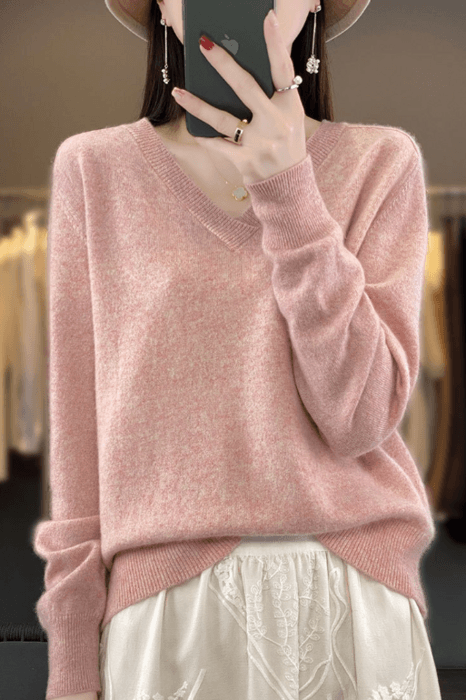 骨格ストレートVネックニットトップス