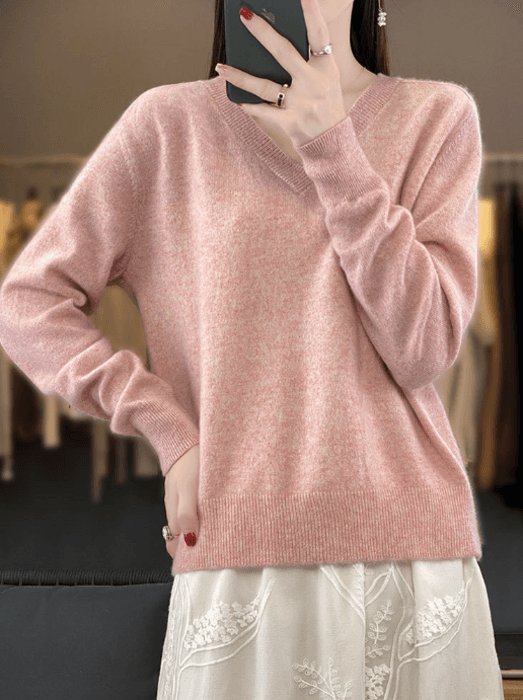 骨格ストレートVネックニットトップス