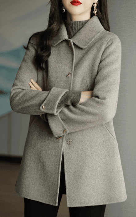 骨格ストレートミドル丈ステンカラーコート